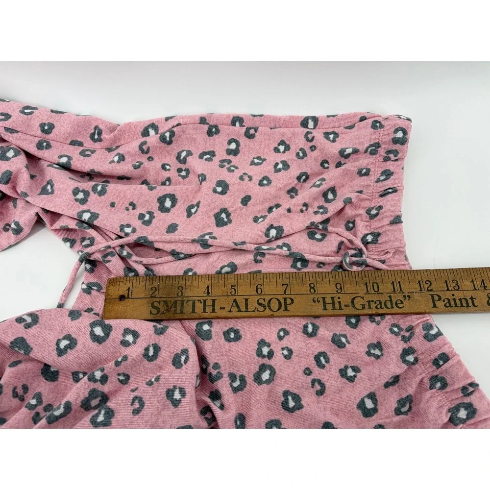 Cuddle Duds, Pajama Set Pink Capri Leopard Print Henley, Straight Leg, Sz  M NWT